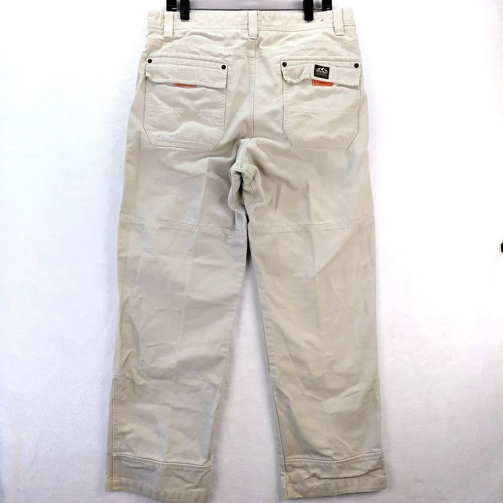 Eddie Bauer Ranger Jean Men 34x32 Beige Double Knee Canvas Heavyweight Work Pant